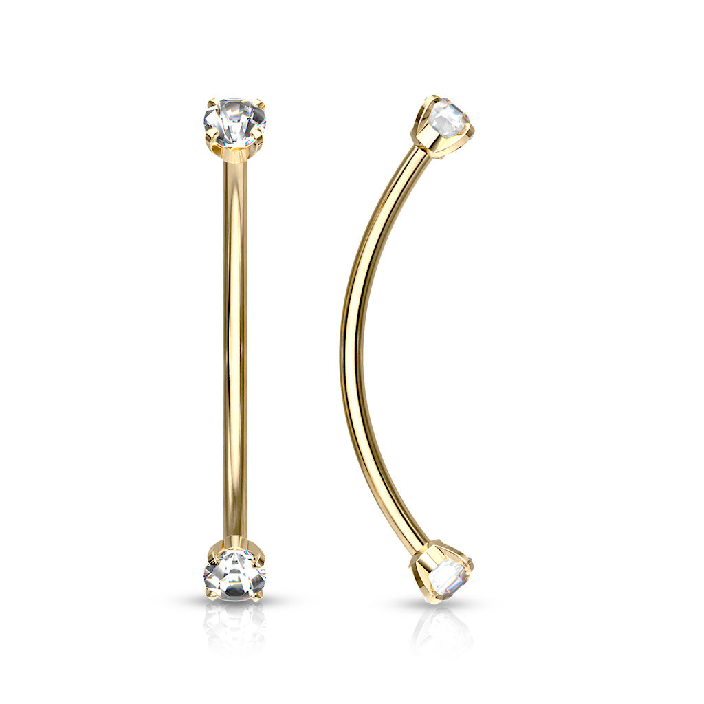 16G Surgical Steel Round CZ Ends for Snake Eye Piercings
